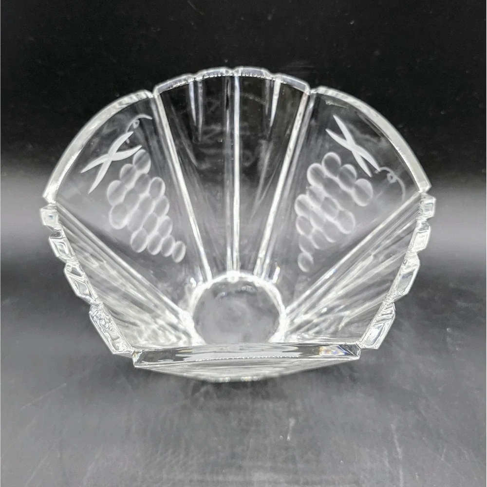 Vintage Mikasa Heavy Crystal Bowl Candy Dish Grape Design Yugoslavia 6.25